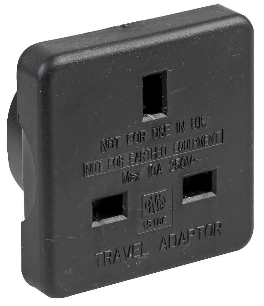 Pro Elec 1518C Blk Twin Travel Adaptor Uk To Us Black, Pk2