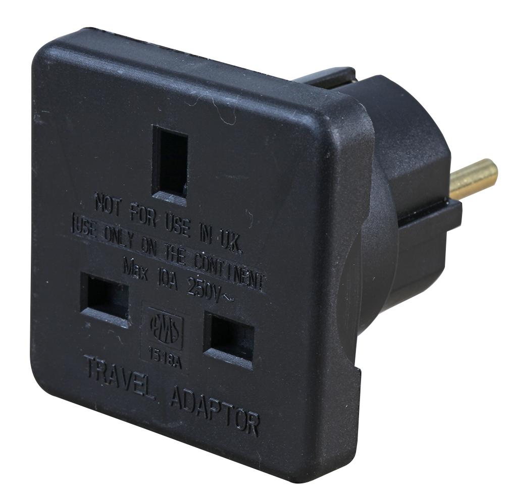 Pro Elec 1518A Blk 2Pk Travel Adaptor Uk To European Blk 2 Pk