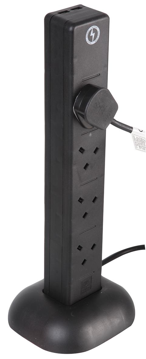 Pro Elec Pel00129 Extension Tower 8 Gang Surge Blk Usb 1M