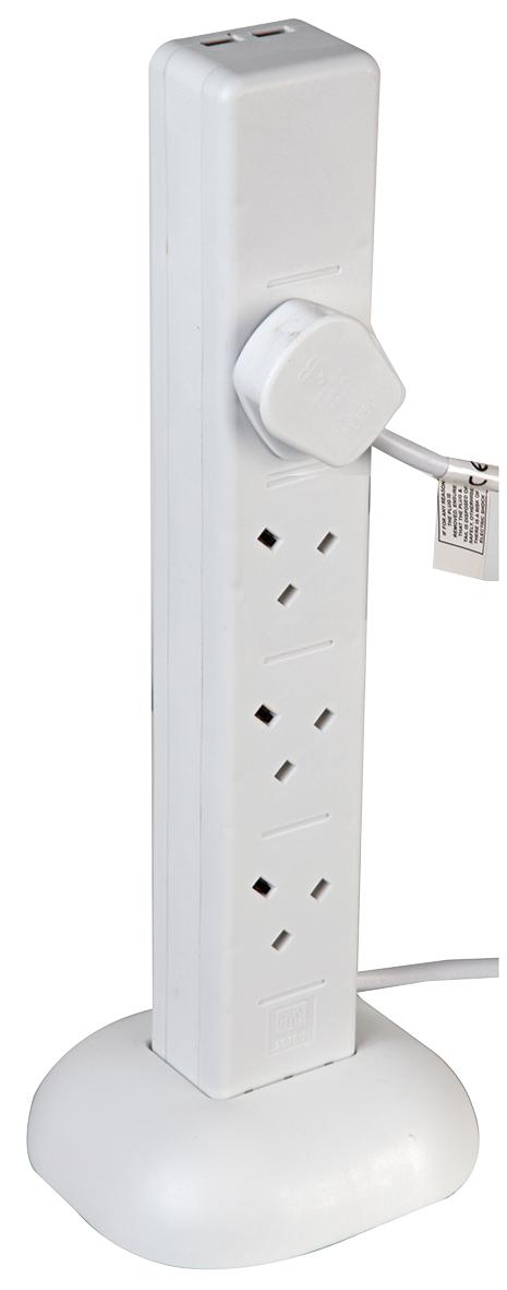 Pro Elec Pel00134 Extension Tower 8 Gang White Usb 2M