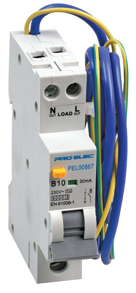 Pro Elec Pel00867 Rcbo, 1P, 10A, 230Vac