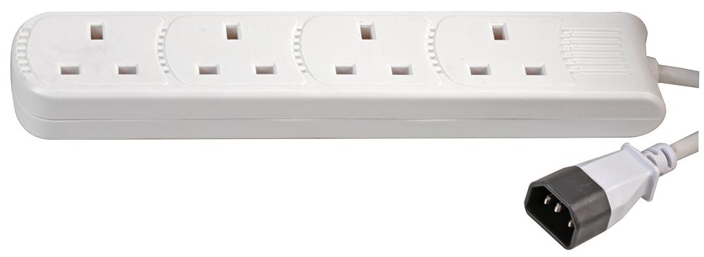 Pro Elec Pel01207 Iec C14 To 4 Gang Mains Socket Wht 1M