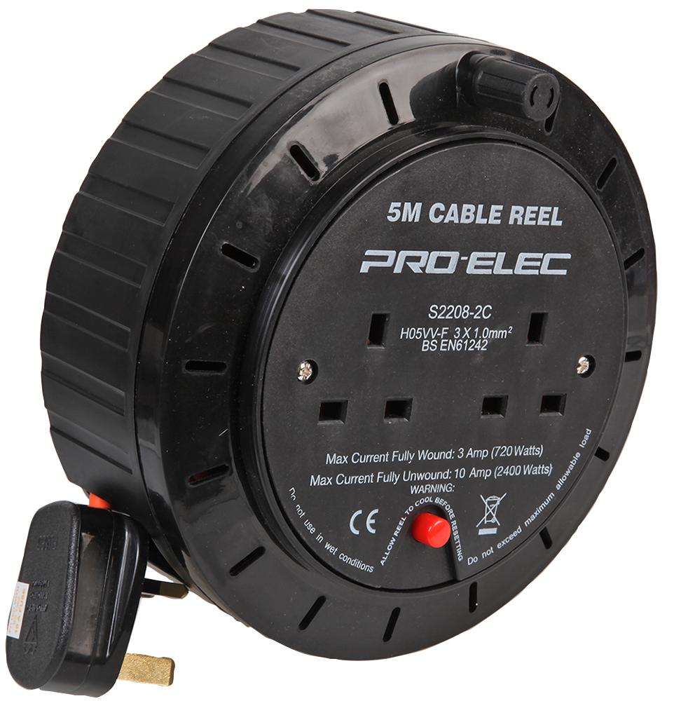 Pro Elec Pel01276 Extension Reel 2 Way 10A 5M