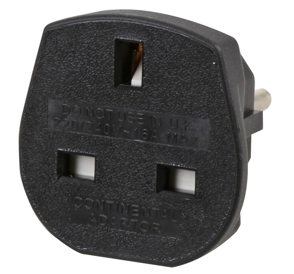 PowerConnectorections 9906-B-16 Uk To Schuko Black Travel Adapter 16Amp