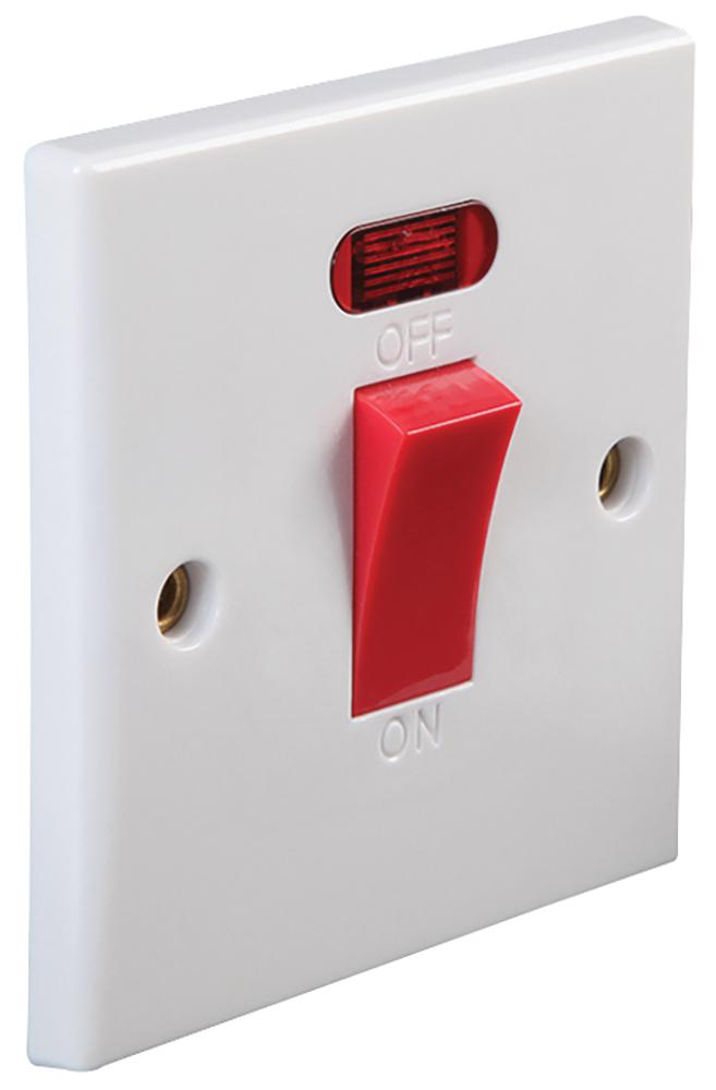 Pro Elec Pel01400 Switch 45A Dp With Neon Curve, Single Ht