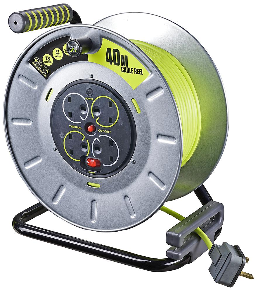 Masterplug Otlu40134Sl-Px 4 Skt 40M 13A Large Metal Open Reel Uk