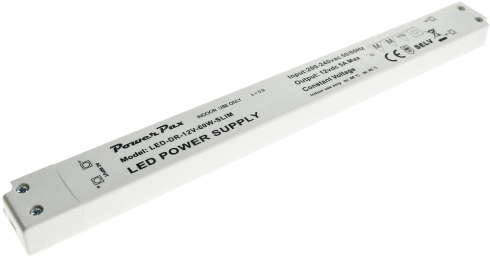 Powerpax Led-Dr-12V-60W-Slim Ultra Thin 60W Led Driver 12V 5A Slim