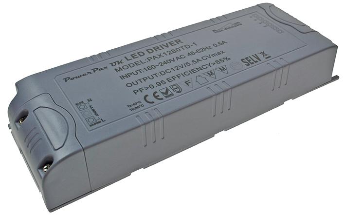 Powerpax Pax1280Td-1 Mains Dimmable Led Driver Cv 12Vdc 5.5A