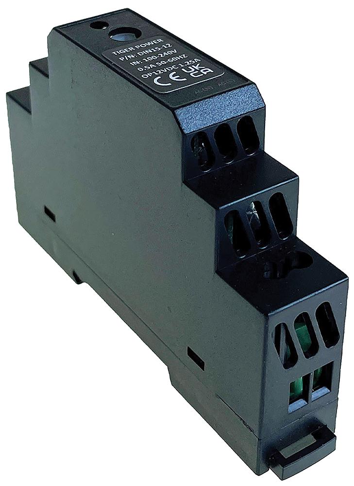 Tiger Power Supplies Din15-12 Power Supply, Ac-Dc, 12V, 1.25A