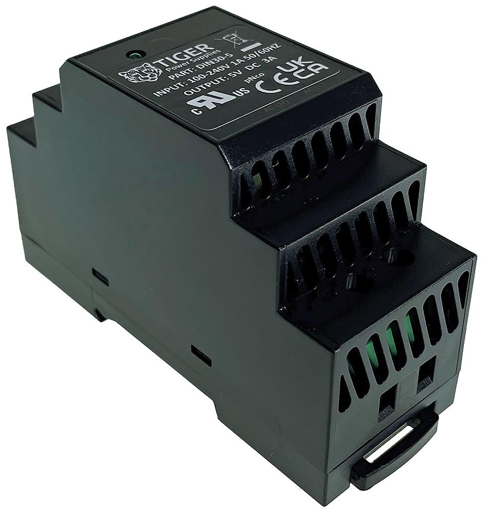 Tiger Power Supplies Din30-5 Power Supply, Ac-Dc, 5V, 3A