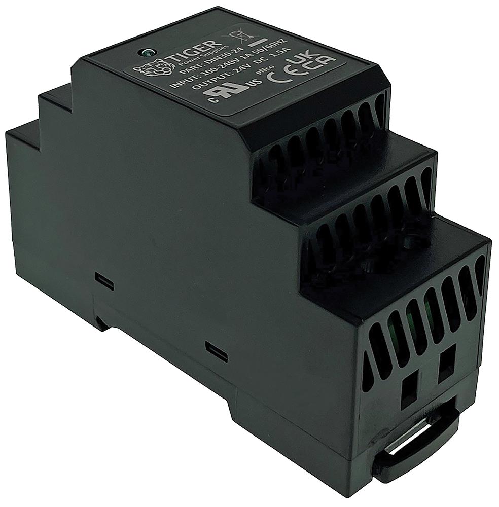 Tiger Power Supplies Din30-24 Power Supply, Ac-Dc, 24V, 1.5A