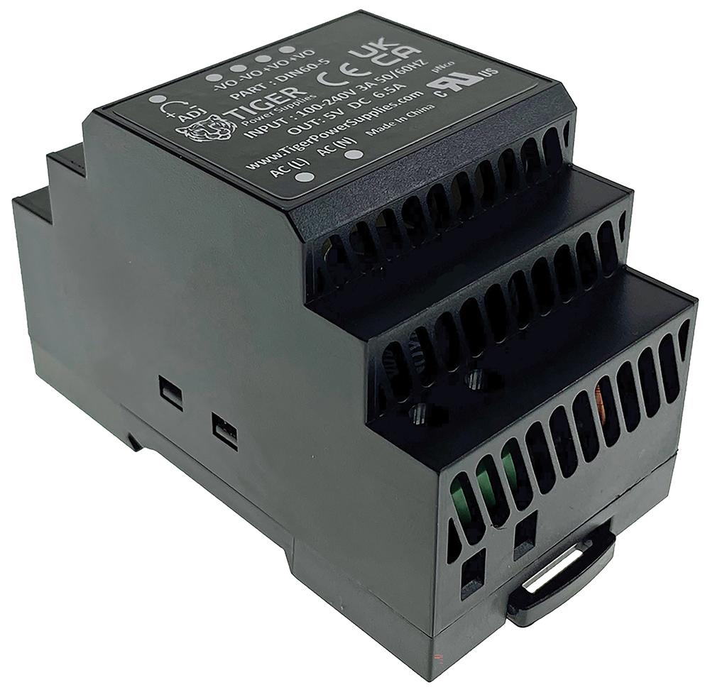 Tiger Power Supplies Din60-5 Power Supply, Ac-Dc, 5V, 6.5A