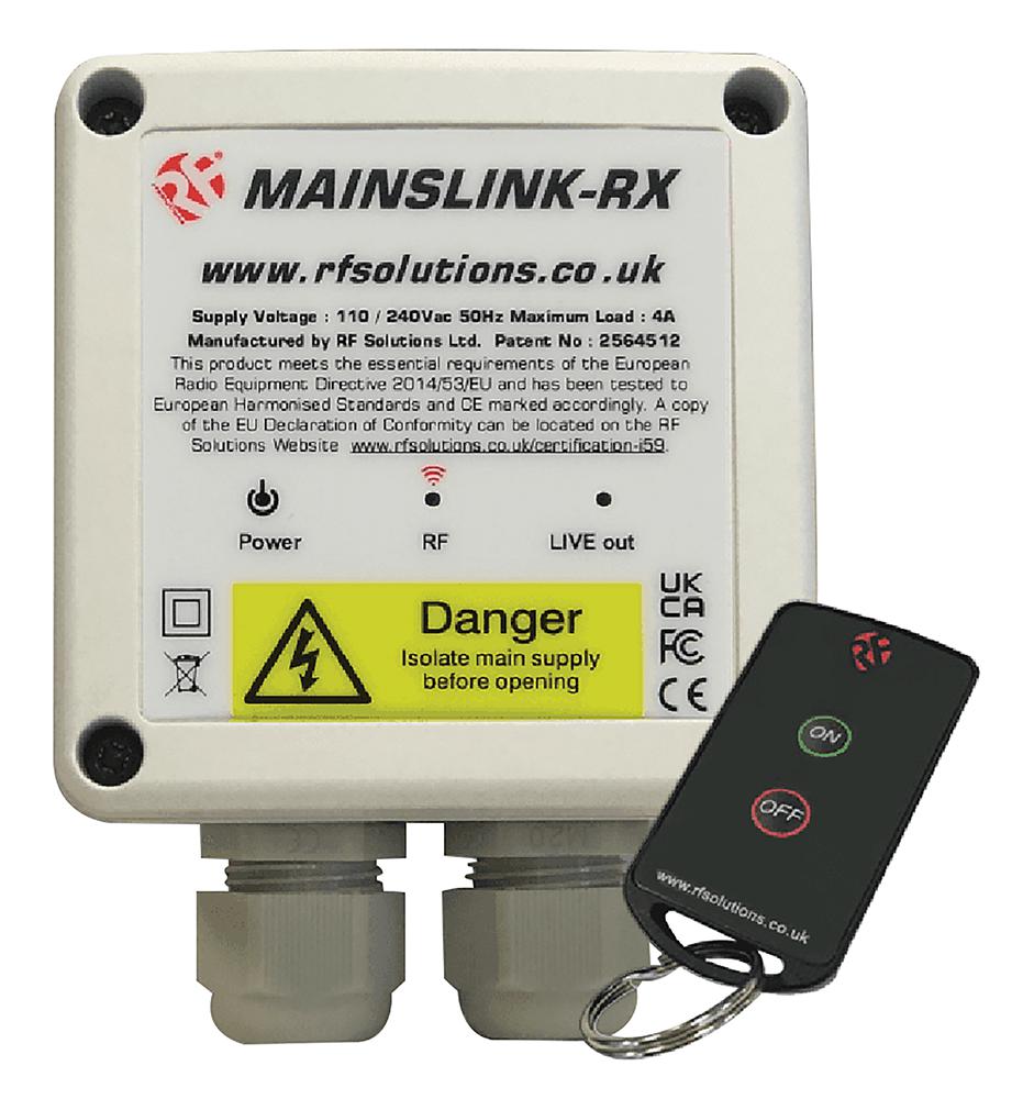 RF Solutions Mainsswitch-8Sl1 Remote Control System, 1Ch, With Key Fob