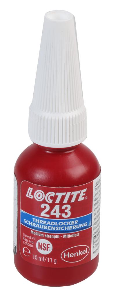 Loctite 243, 10Ml Threadlocker, Bottle, 10Ml, Blue