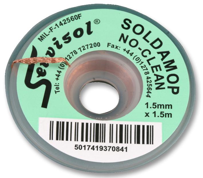 Servisol 200004355 No Clean Braid, 1.5mm X 1.5M