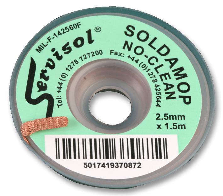 Servisol 200004370 No Clean Braid, 2.5mm X 1.5M