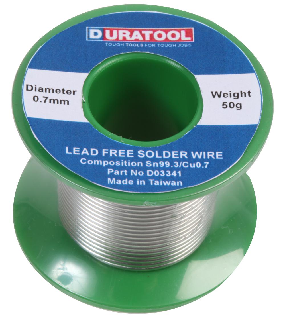 Duratool D03341 Solder Wire, Sn/ Cu, 0.7mm, 50G