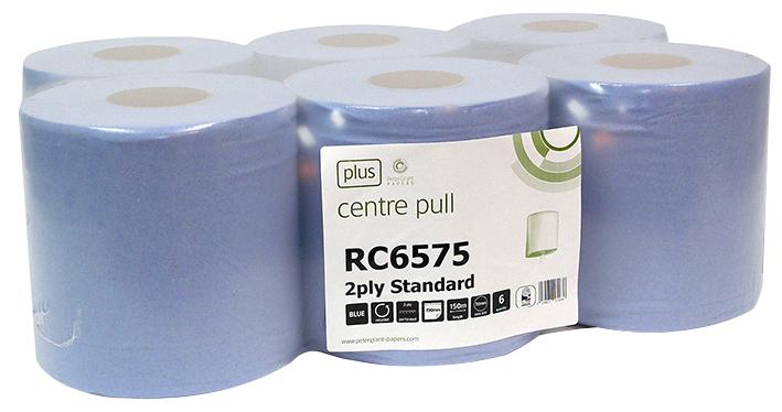 Duratool D02306 Blue Roll, 1Ply, Centrefeed, 300M (Pk6)