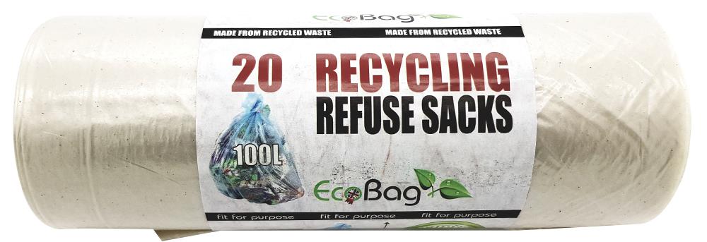 Ecobag 232 20 Clear Recycling Sacks - 100L, Pk20