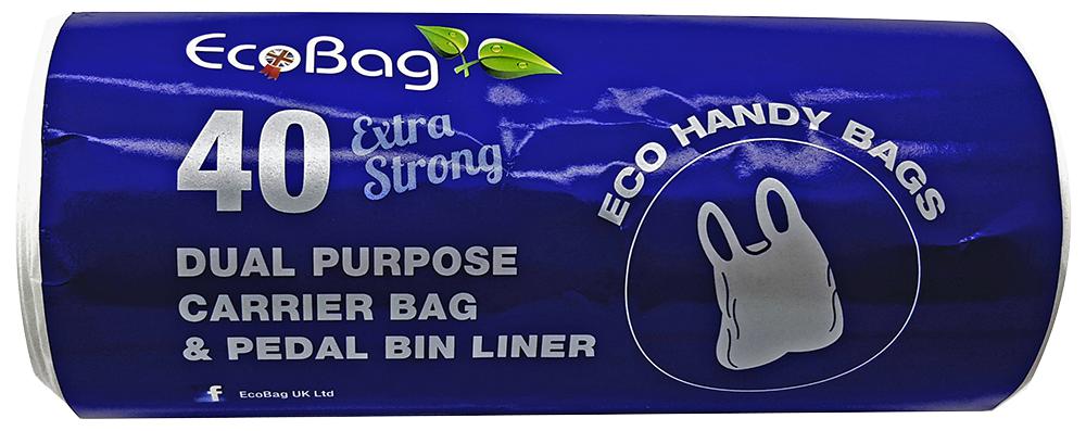 Ecobag 236 40 Handy Carrier Bags, White - 15L, Pk40