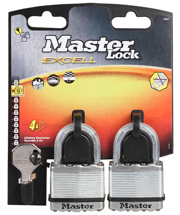 Master Lock M5Eurt Padlock 50mm H/s Ka Excell 2Pk