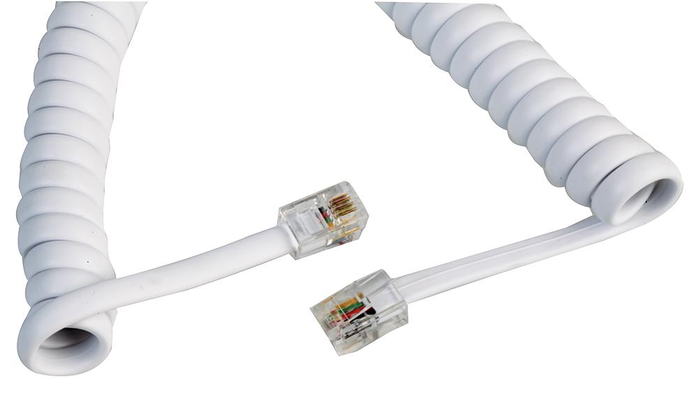 Pro Signal Psg04238 Coiled Cable 4P4C-4P4C White 3M