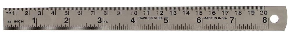 Duratool D03075 Stainless Steel Ruler, 8In / 200mm