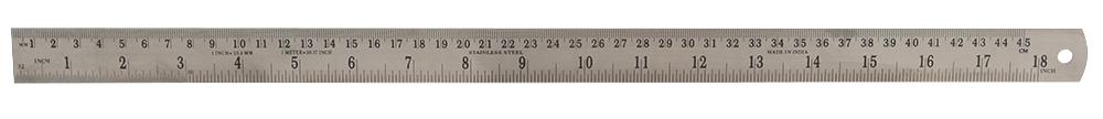 Duratool D03077 Stainless Steel Ruler, 18In / 450mm