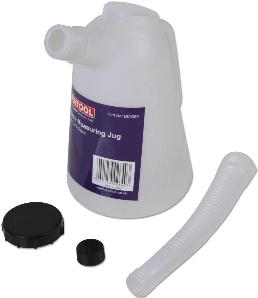 Duratool D03095 Measuring Jug + Lid And Spout, 1L