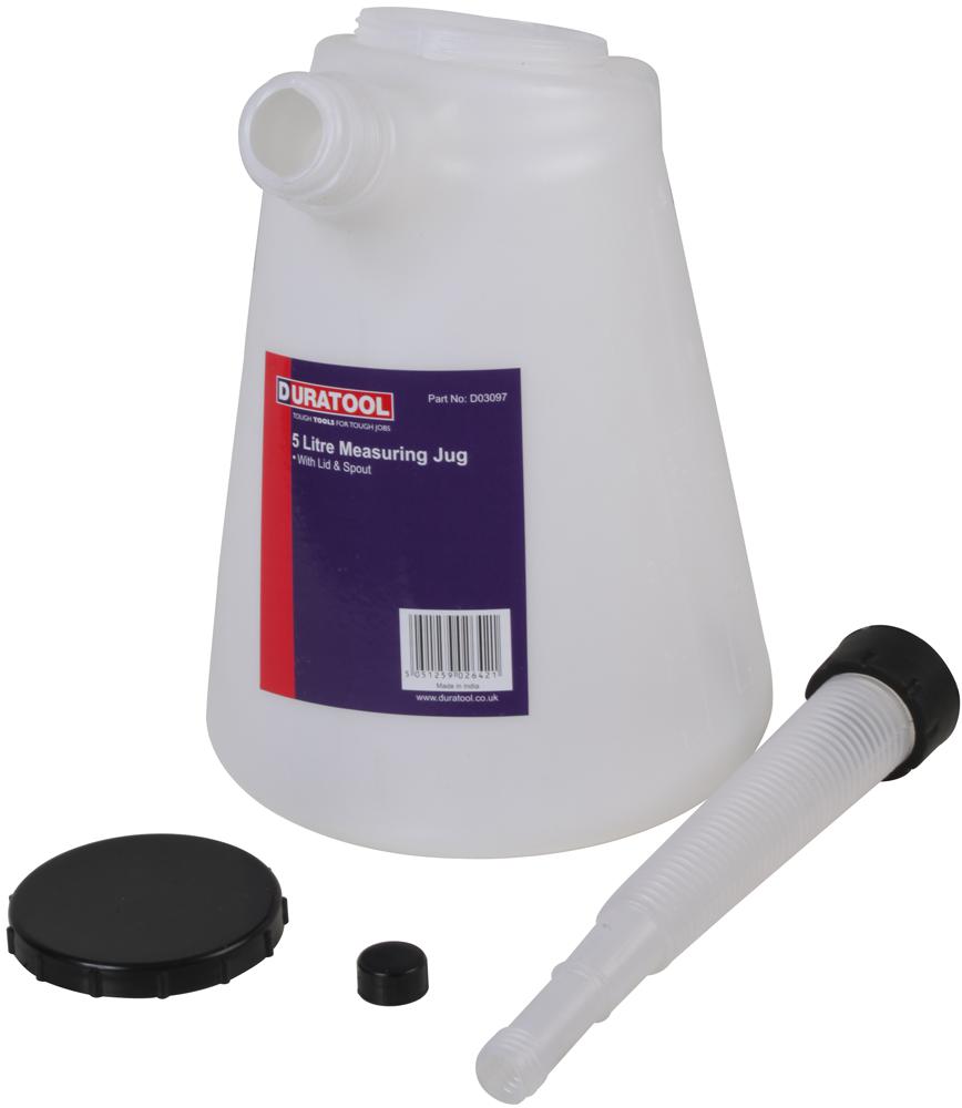 Duratool D03097 Measuring Jug + Lid And Spout, 5L