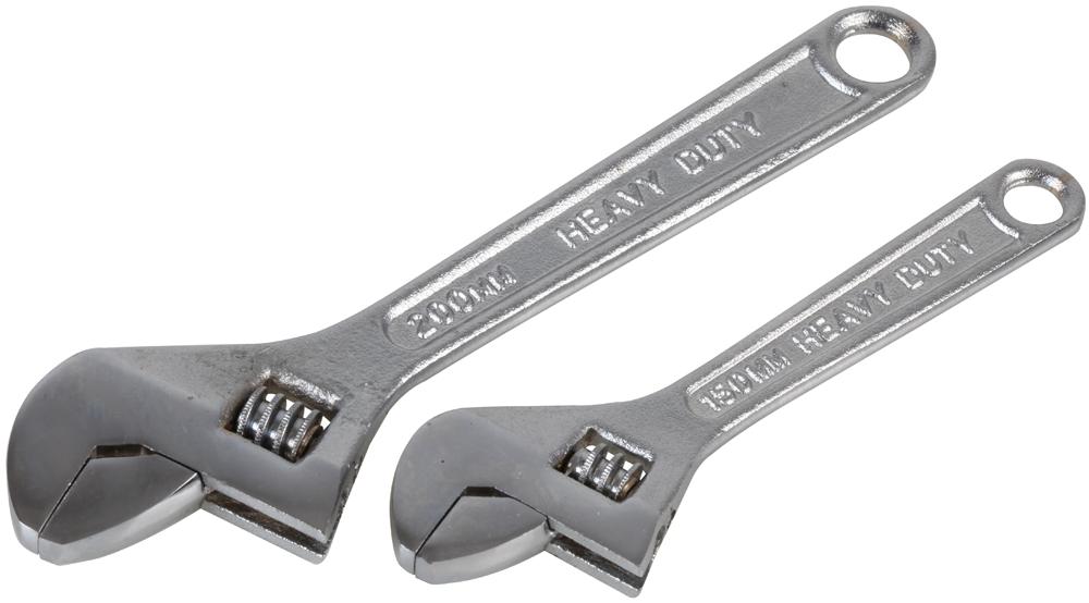 Duratool D03106 Adjustable Spanner Set, Chrome,6In &8In