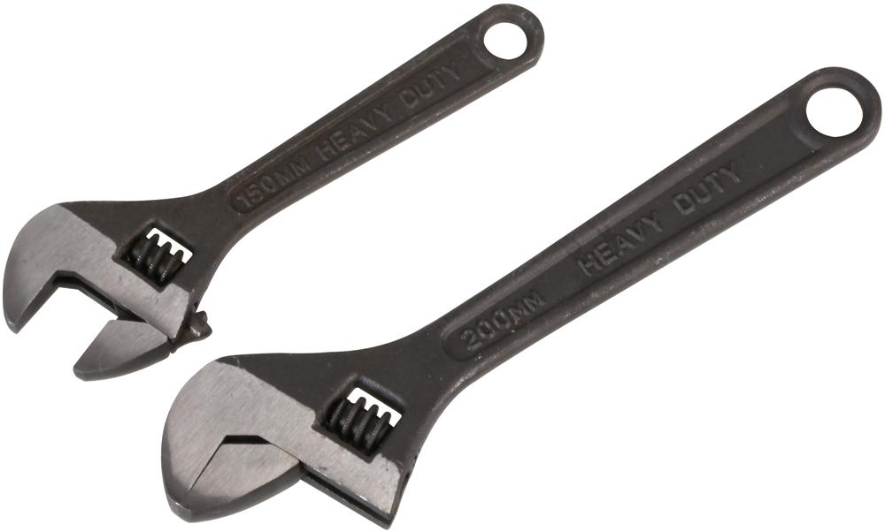 Duratool D03110 Adjustable Spanner Set, Black, 2Pc