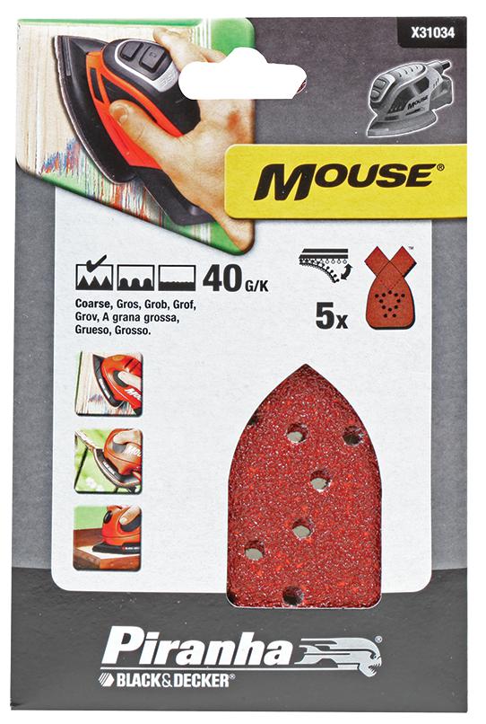 Piranha X31034-Xj Mouse Sanding Sheet - 40G (Pk5)