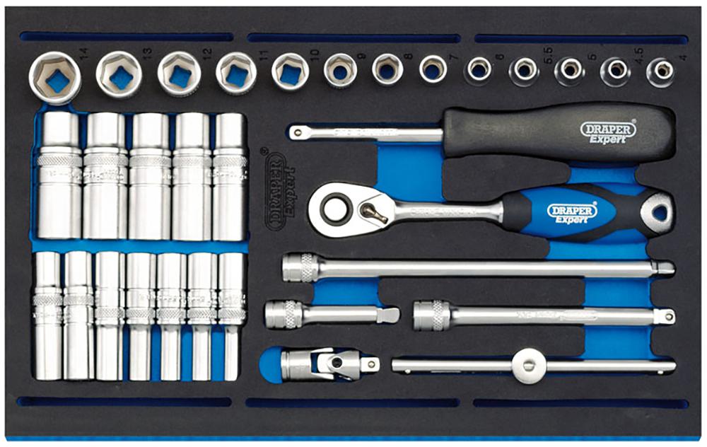 Draper Tools 63532 Socket & Ratchet Set, 32Pc, 1/4