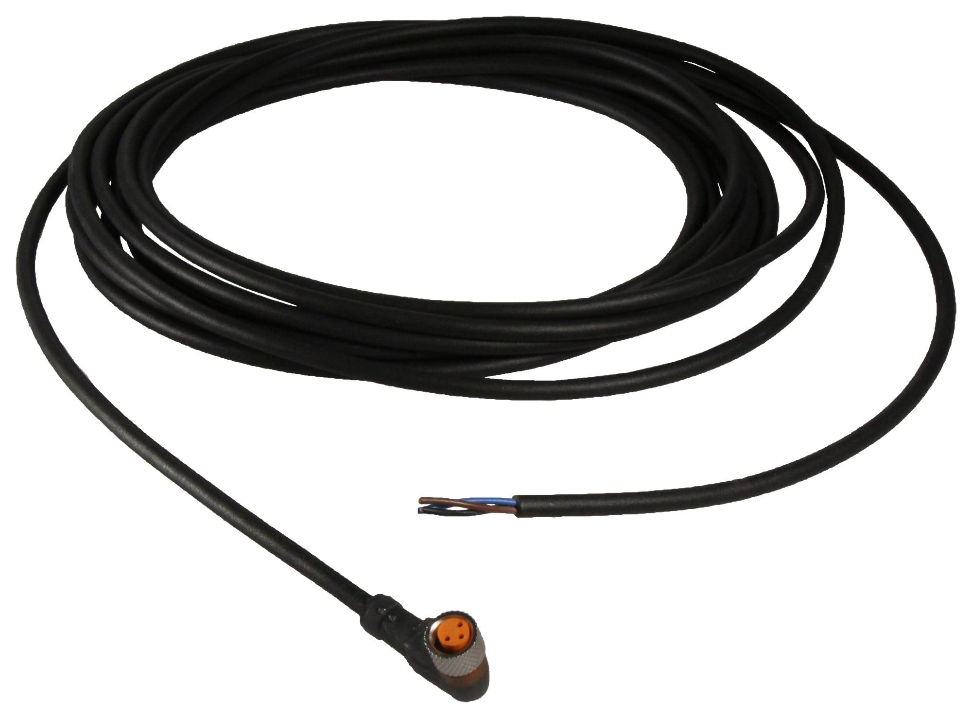 Lumberg Automation Rkmwv 3-224/5M Single Ended Sensor Cordset, Right Angle M8 3 Position Female, 5M