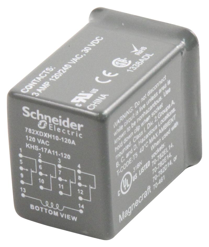 Schneider Electric/legacy Relay 782Xdxh10-120A Relay, 4Pdt, 240Vac, 30Vdc, 3A