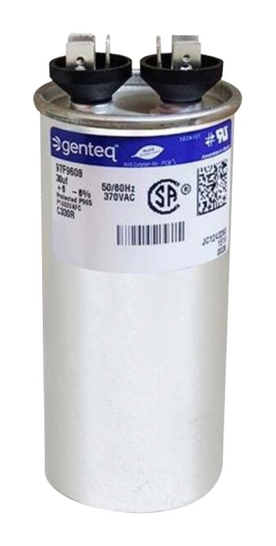 Genteq 97F9608 Capacitor Polypropylene Pp Film 30Uf, 370V, 6%, Qc