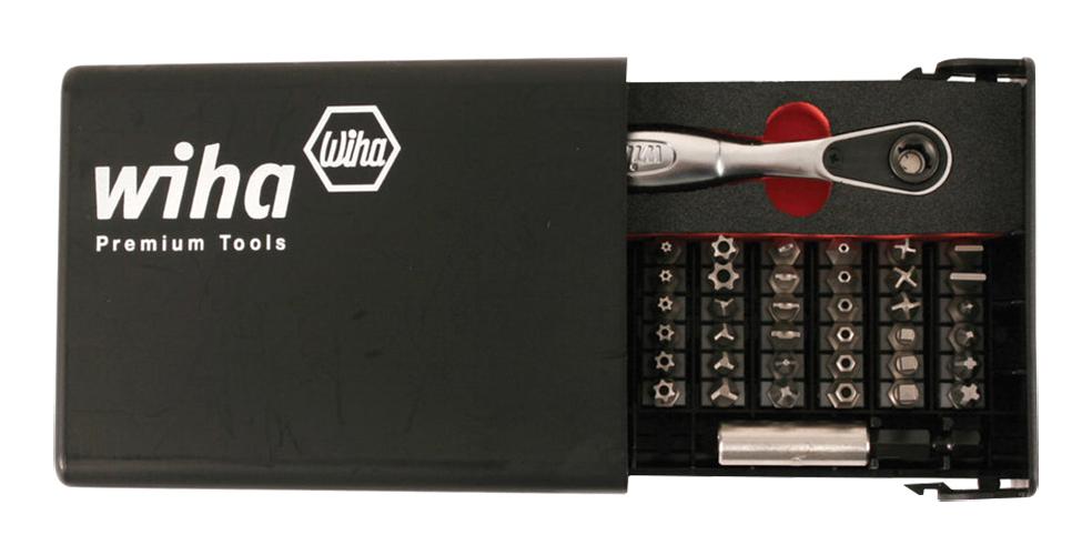 Wiha 71988 Security Bit Set With Mini Ratchet, 39Pc