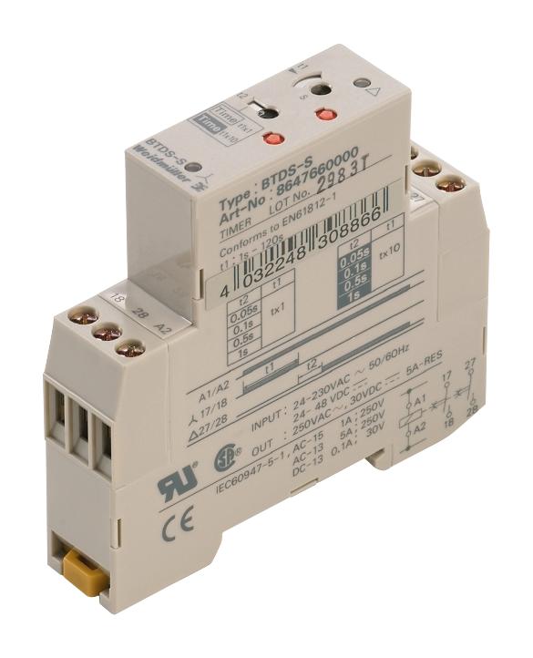 Weidmuller 8647720000 Time Delay Relay, Spdt, 5A, 0.1S-120H