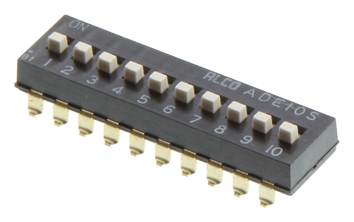 Alcoswitch / Te Connectivity Ade10S04 Dip Switch, 10Pos, Spst, Raised Slide