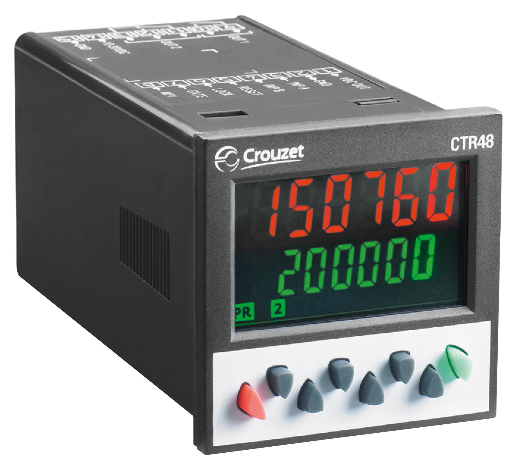 Crouzet 87621211. Preset Counter, 12-Digit, 9mm, Lcd, 5A