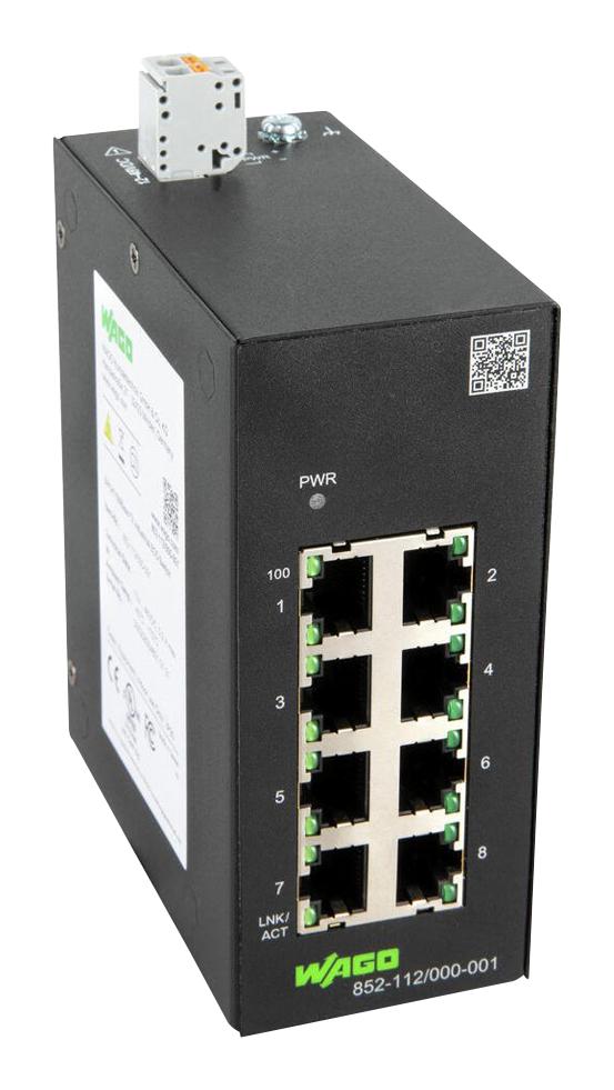 WAGO 852-112/000-001 Enet Switch, Rj45 X 8, Vdc, Din Rail