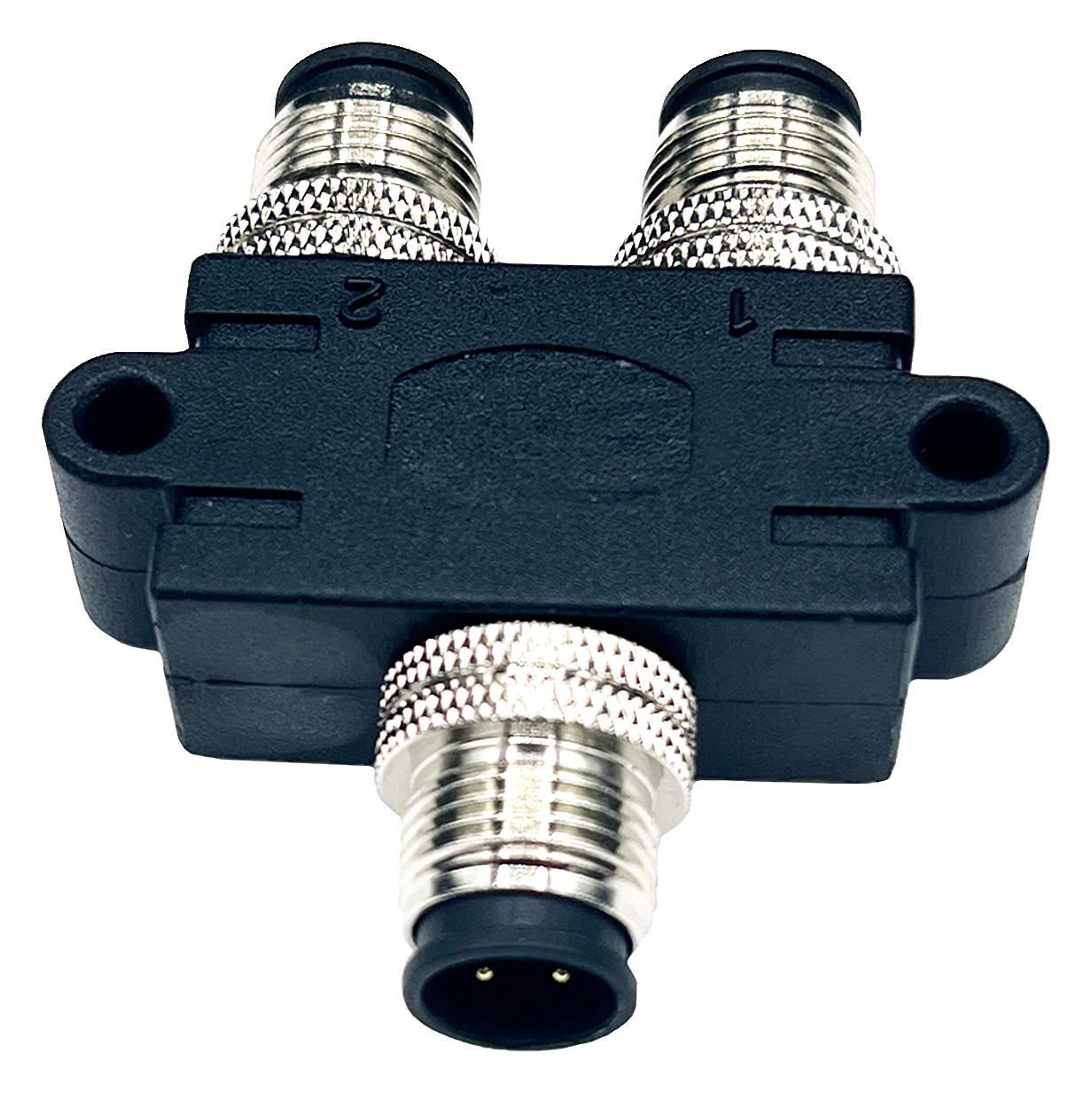 NorComp Y58-A04-Fmfr001 Y Splitter Connector, 4P M12 Rcpt-4Pplug/rcpt