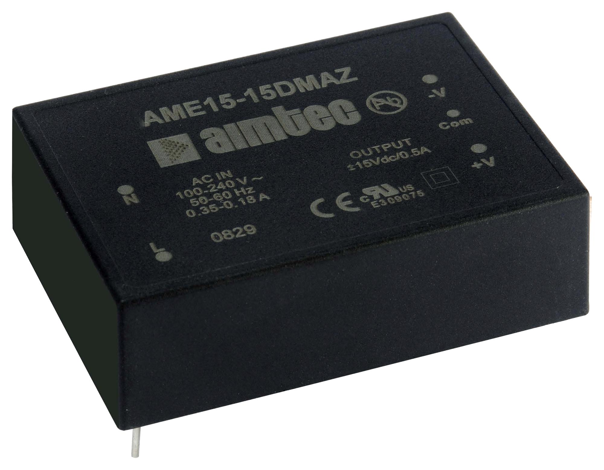 Aimtec Ame15-12Smaz Power Supply, Ac-Dc, 12V, 1.25A