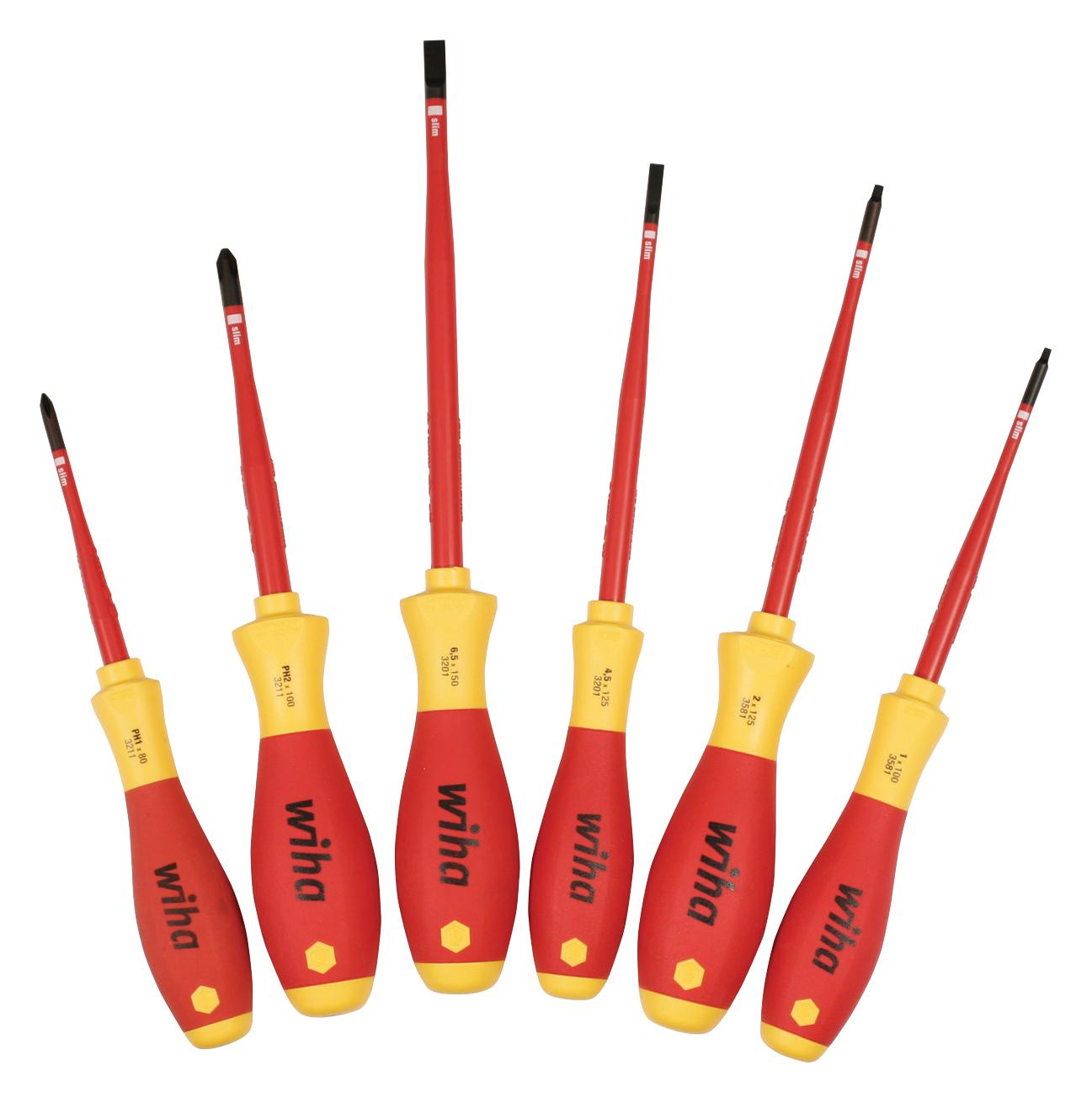 Wiha 32196 Insulated Slimline Screwdriver Set, 6Pc