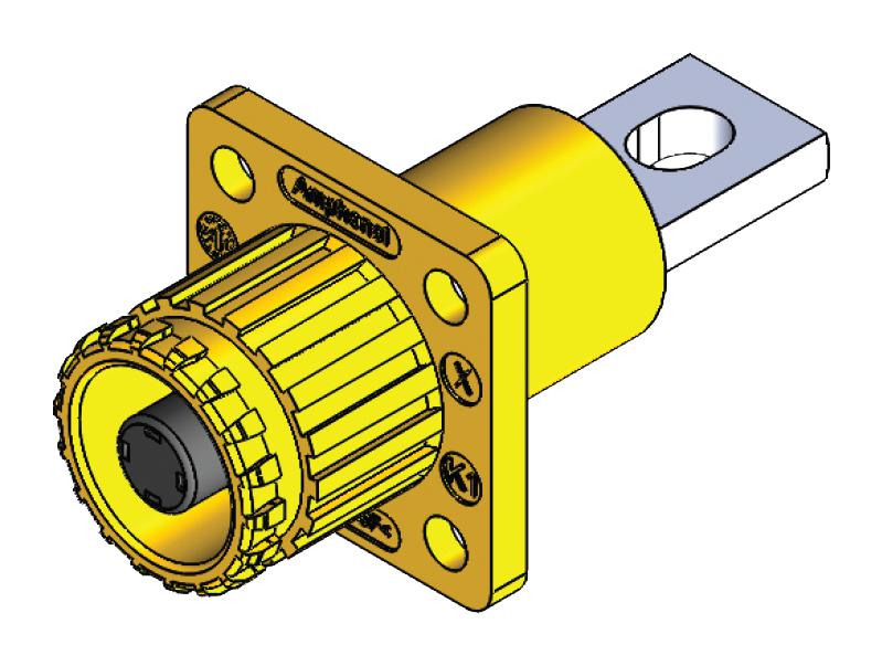 Amphenol Industrial Slphirbbpsr2 High Pwr Connector, Rcpt, Busbar, 200A, Red