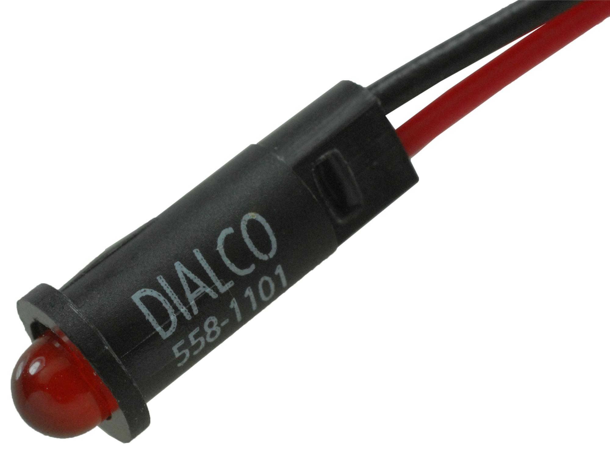 Dialight 558-1101-007F. Panel Mount Indicator, Led, 3.96mm, Red, 1.8V