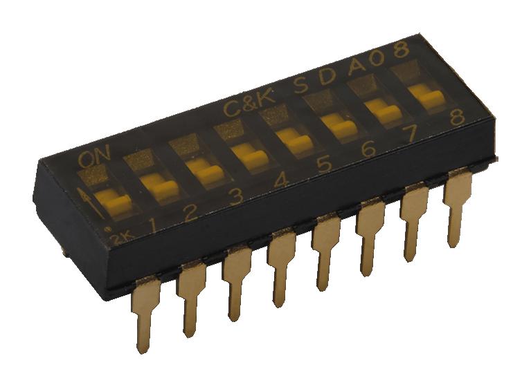 C&k Components Sda02H1Sbdr Dip Switch, 0.1A, 5Vdc, 2 Pos, Smd