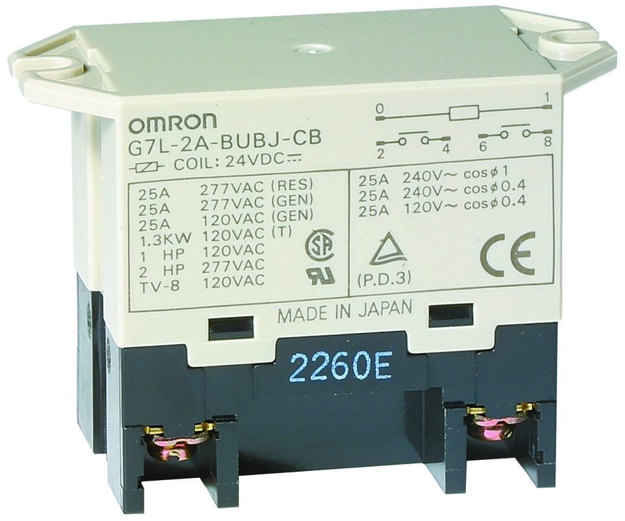 Omron Electronic Components G7L-2A-Bub-J-Cb Ac200/240 Relay, Dpst-No, 277Vac, 25A