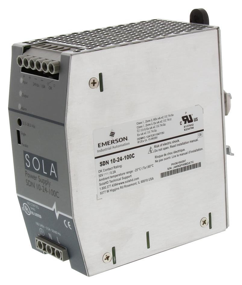 SolaHD Sdn 10-24-100C Ac/dc Converter, Din Rail, 1 O/p, 264Vac, 24V